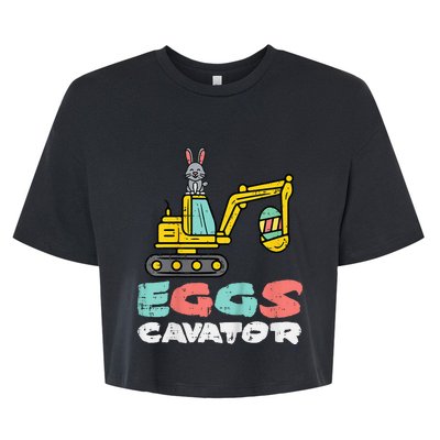 Eggs Cavator Easter Bunny Excavator Cute Bella+Canvas Jersey Crop Tee