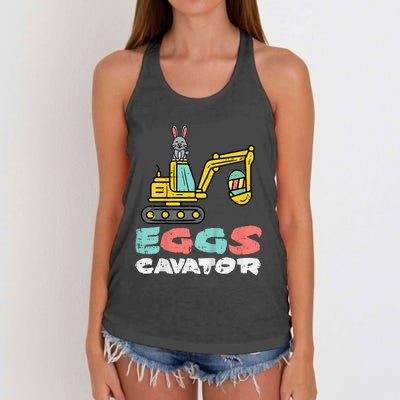 Eggs Cavator Easter Bunny Excavator Cute Women's Knotted Racerback Tank