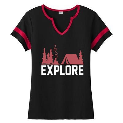 Explore Camp Ladies Halftime Notch Neck Tee