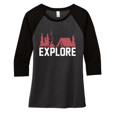 Explore Camp Women's Tri-Blend 3/4-Sleeve Raglan Shirt