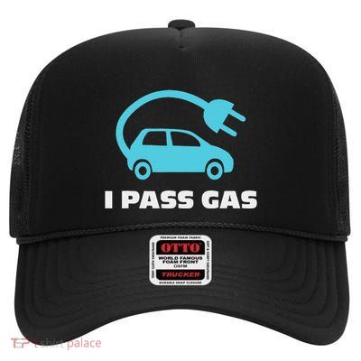 Electric Car (Ev) I Pass Gas High Crown Mesh Back Trucker Hat