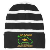 Electric Car Electric Car Acceleration Car Electricity Gift Striped Beanie with Solid Band