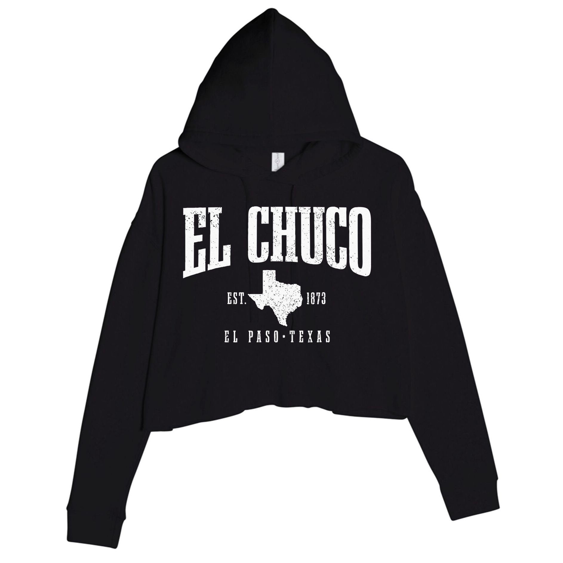 El Chuco El Paso Texas Pride Vintage Est 1873 Crop Fleece Hoodie
