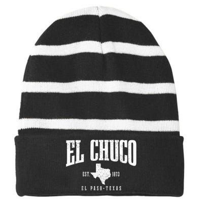 El Chuco El Paso Texas Pride Vintage Est 1873 Striped Beanie with Solid Band