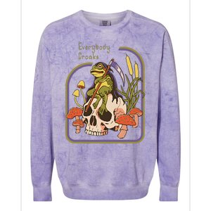 Everybody Croaks Frog Skull Mushroom Everybody Croaks Colorblast Crewneck Sweatshirt