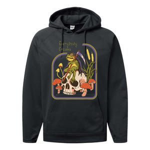 Everybody Croaks Frog Skull Mushroom Everybody Croaks Performance Fleece Hoodie