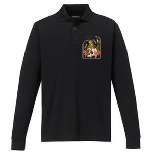 Everybody Croaks Frog Skull Mushroom Everybody Croaks Performance Long Sleeve Polo