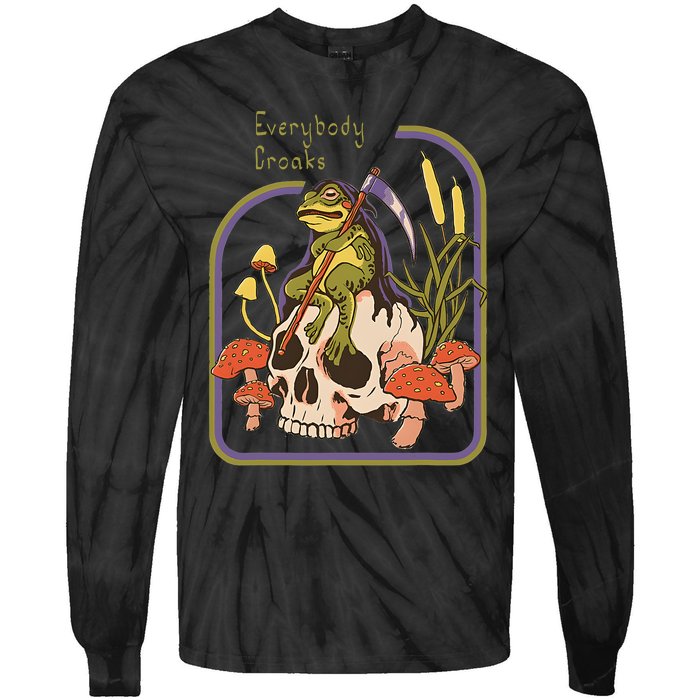 Everybody Croaks Frog Skull Mushroom Everybody Croaks Tie-Dye Long Sleeve Shirt