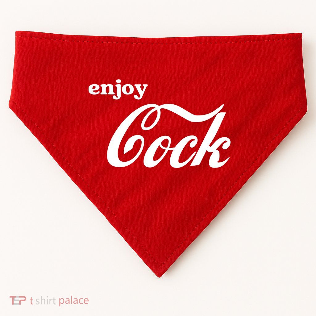 Enjoy Cock Funny Parody Logo USA-Made Doggie Bandana