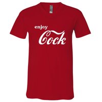 Enjoy Cock Funny Parody Logo V-Neck T-Shirt