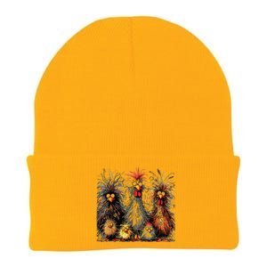 Eagerlys Colorful Funny Chicken Art Crazy Chicken Family Knit Cap Winter Beanie