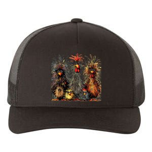 Eagerlys Colorful Funny Chicken Art Crazy Chicken Family Yupoong Adult 5-Panel Trucker Hat