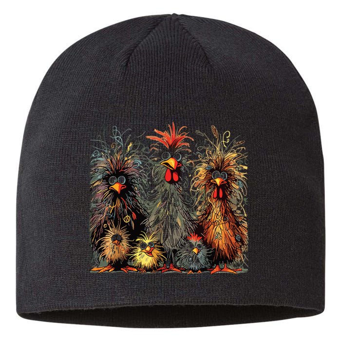 Eagerlys Colorful Funny Chicken Art Crazy Chicken Family Sustainable Beanie