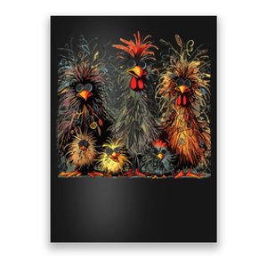 Eagerlys Colorful Funny Chicken Art Crazy Chicken Family Poster