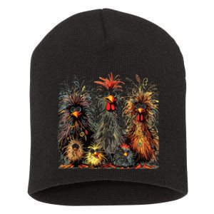 Eagerlys Colorful Funny Chicken Art Crazy Chicken Family Short Acrylic Beanie