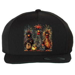 Eagerlys Colorful Funny Chicken Art Crazy Chicken Family Wool Snapback Cap