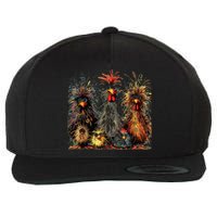 Eagerlys Colorful Funny Chicken Art Crazy Chicken Family Wool Snapback Cap