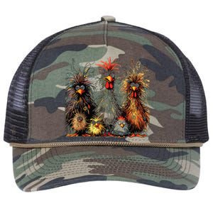 Eagerlys Colorful Funny Chicken Art Crazy Chicken Family Retro Rope Trucker Hat Cap