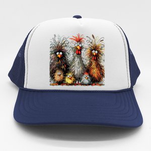 Eagerlys Colorful Funny Chicken Art Crazy Chicken Family Trucker Hat