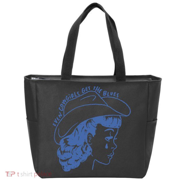 Even Cowgirls Funny Get The Blues Movie Cowgirl Fashion Western Zip Tote Bag