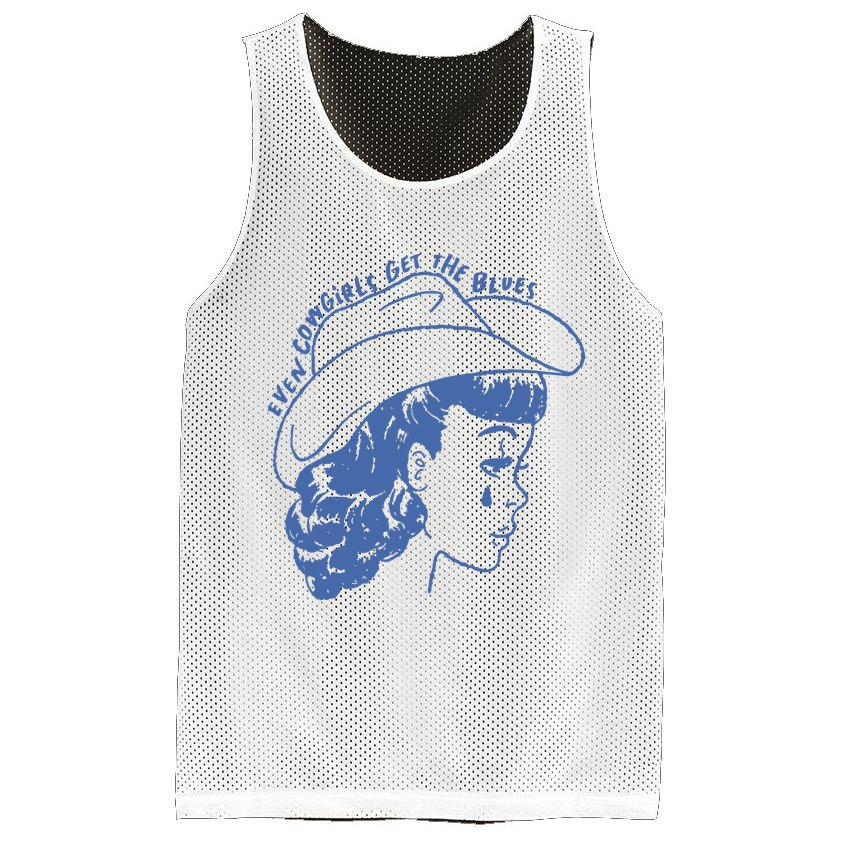 Even Cowgirls Funny Get The Blues Movie Cowgirl Fashion Western Mesh Reversible Basketball Jersey Tank