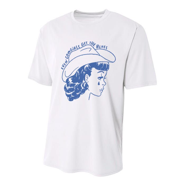 Even Cowgirls Funny Get The Blues Movie Cowgirl Fashion Western Youth Performance Sprint T-Shirt