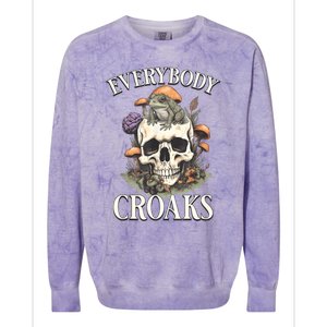 Everybody Croaks Funny Cottacore Frog Mushroom Skull Witch Colorblast Crewneck Sweatshirt