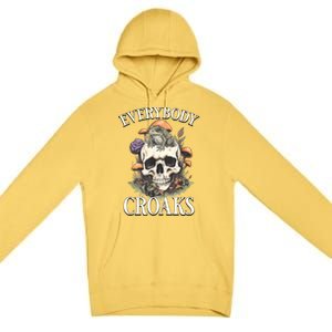 Everybody Croaks Funny Cottacore Frog Mushroom Skull Witch Premium Pullover Hoodie