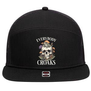 Everybody Croaks Funny Cottacore Frog Mushroom Skull Witch 7 Panel Mesh Trucker Snapback Hat