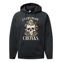 Everybody Croaks Funny Cottacore Frog Mushroom Skull Witch Performance Fleece Hoodie