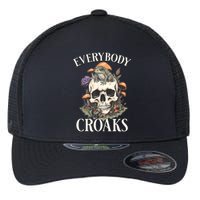 Everybody Croaks Funny Cottacore Frog Mushroom Skull Witch Flexfit Unipanel Trucker Cap