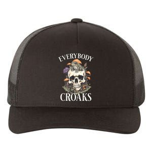 Everybody Croaks Funny Cottacore Frog Mushroom Skull Witch Yupoong Adult 5-Panel Trucker Hat