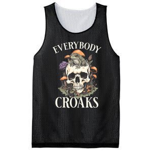 Everybody Croaks Funny Cottacore Frog Mushroom Skull Witch Mesh Reversible Basketball Jersey Tank