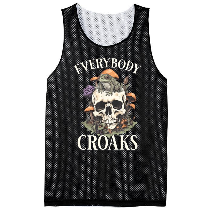 Everybody Croaks Funny Cottacore Frog Mushroom Skull Witch Mesh Reversible Basketball Jersey Tank