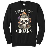 Everybody Croaks Funny Cottacore Frog Mushroom Skull Witch Tall Sweatshirt