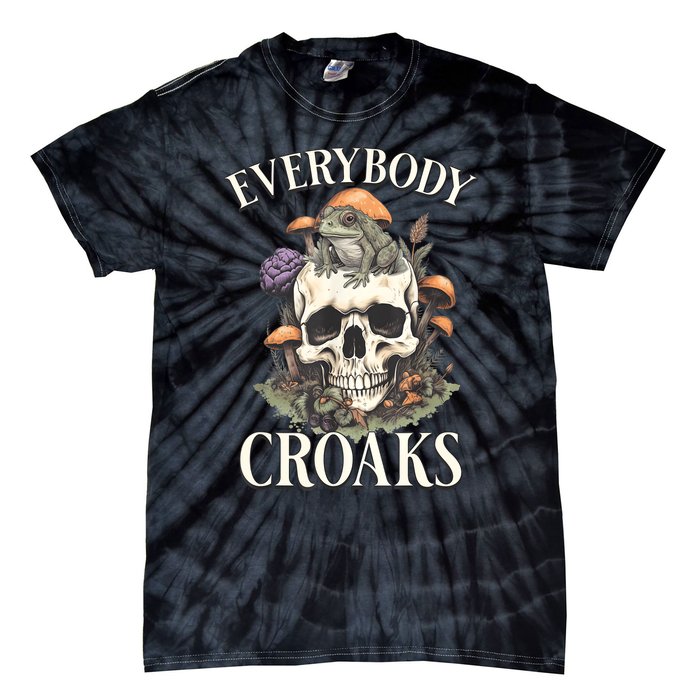 Everybody Croaks Funny Cottacore Frog Mushroom Skull Witch Tie-Dye T-Shirt