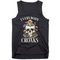 Everybody Croaks Funny Cottacore Frog Mushroom Skull Witch Tank Top