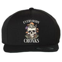 Everybody Croaks Funny Cottacore Frog Mushroom Skull Witch Wool Snapback Cap