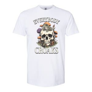 Everybody Croaks Funny Cottacore Frog Mushroom Skull Witch Softstyle CVC T-Shirt