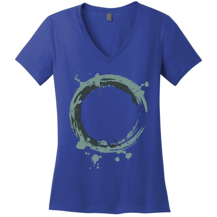 Enso Circle Funny Gift Zen Circle Funny Gift Buddhism Yoga Spiritual Karma Gift Women's V-Neck T-Shirt