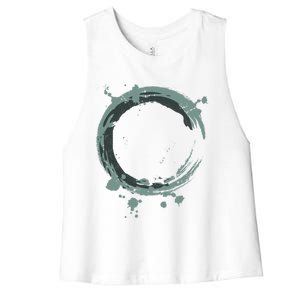 Enso Circle Funny Gift Zen Circle Funny Gift Buddhism Yoga Spiritual Karma Gift Women's Racerback Cropped Tank