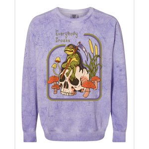 Everybody Croaks Frog Skull Mushroom Everybody Croak Colorblast Crewneck Sweatshirt