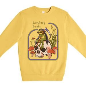 Everybody Croaks Frog Skull Mushroom Everybody Croak Premium Crewneck Sweatshirt