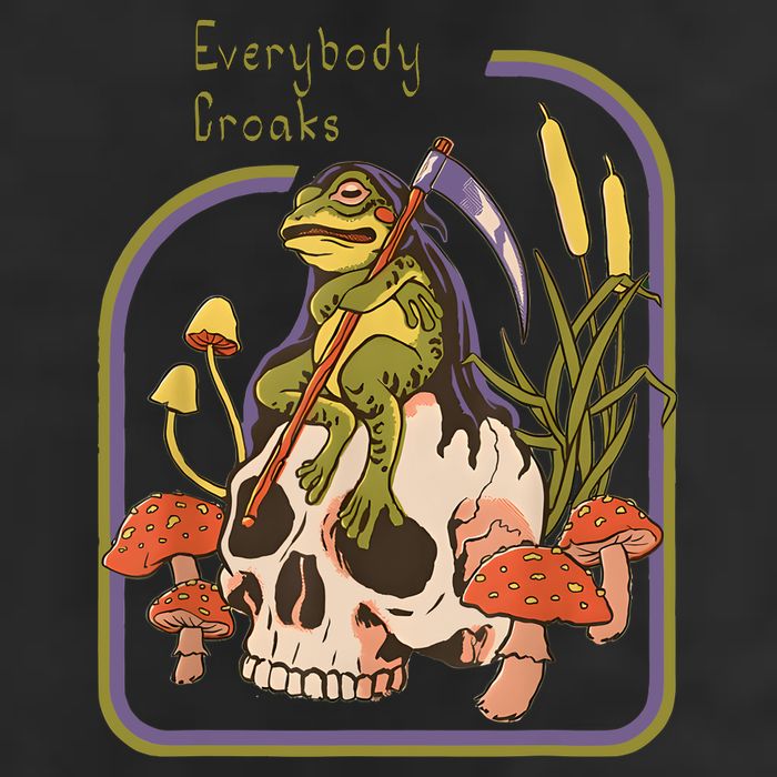 Everybody Croaks Frog Skull Mushroom Everybody Croak 7 Panel Mesh Trucker Snapback Hat