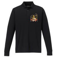 Everybody Croaks Frog Skull Mushroom Everybody Croak Performance Long Sleeve Polo