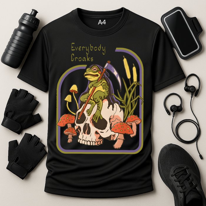 Everybody Croaks Frog Skull Mushroom Everybody Croak Cooling Performance Crew T-Shirt