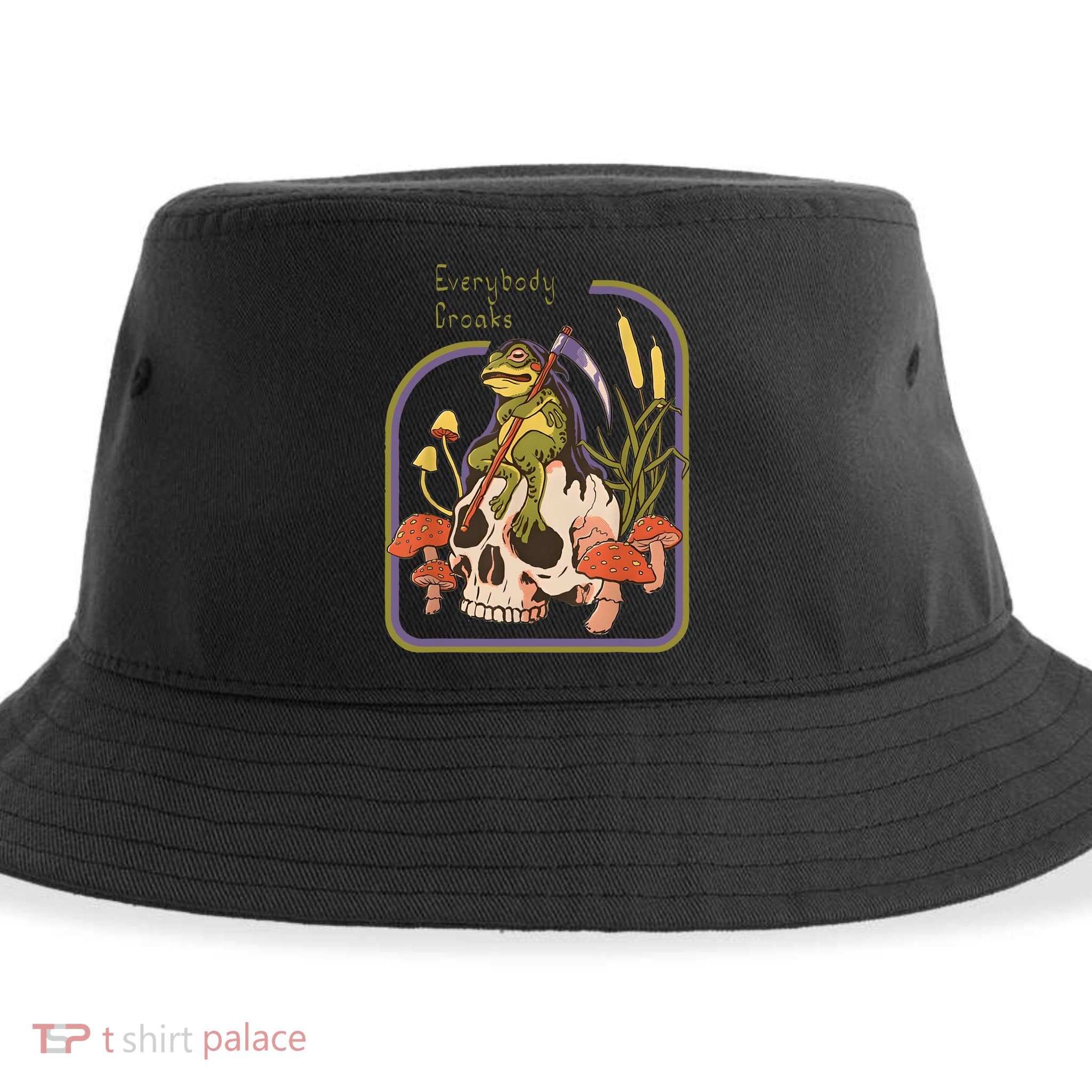 Everybody Croaks Frog Skull Mushroom Everybody Croak Sustainable Bucket Hat