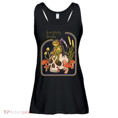 Everybody Croaks Frog Skull Mushroom Everybody Croak Ladies Essential Flowy Tank