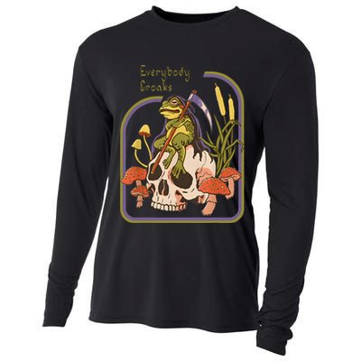 Everybody Croaks Frog Skull Mushroom Everybody Croak Cooling Performance Long Sleeve Crew