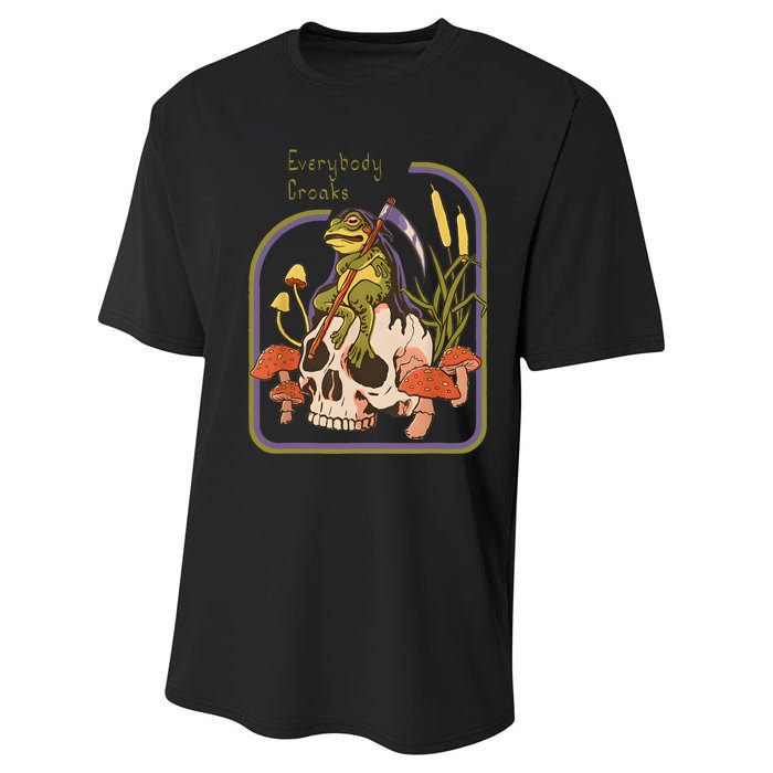 Everybody Croaks Frog Skull Mushroom Everybody Croak Performance Sprint T-Shirt